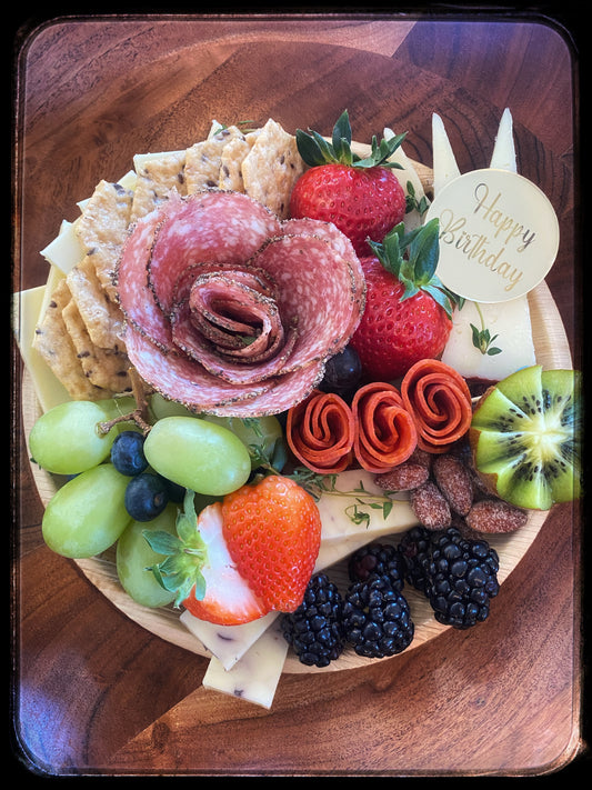 8” Round Charcuterie in white gift box